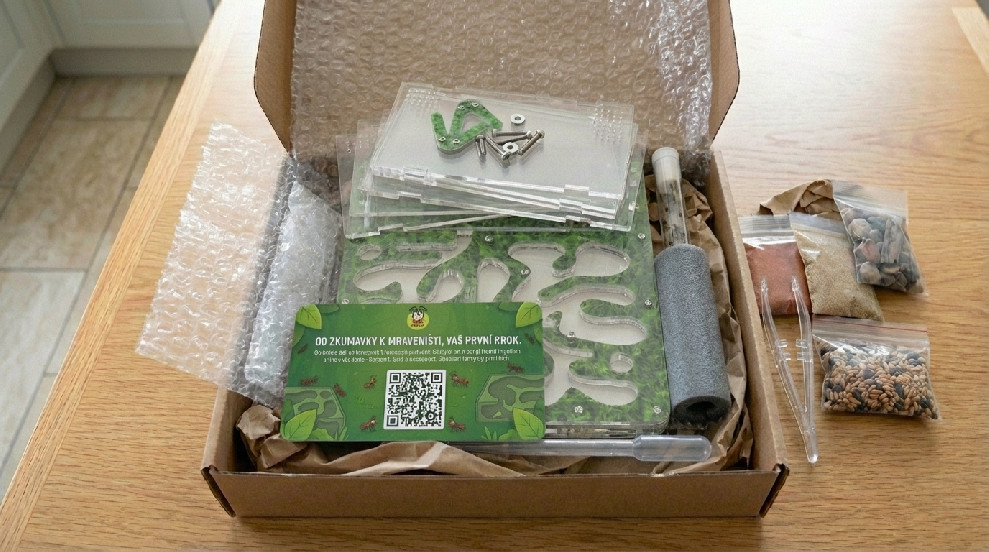 Unboxing mravenčí farmy — co dorazí v balíku